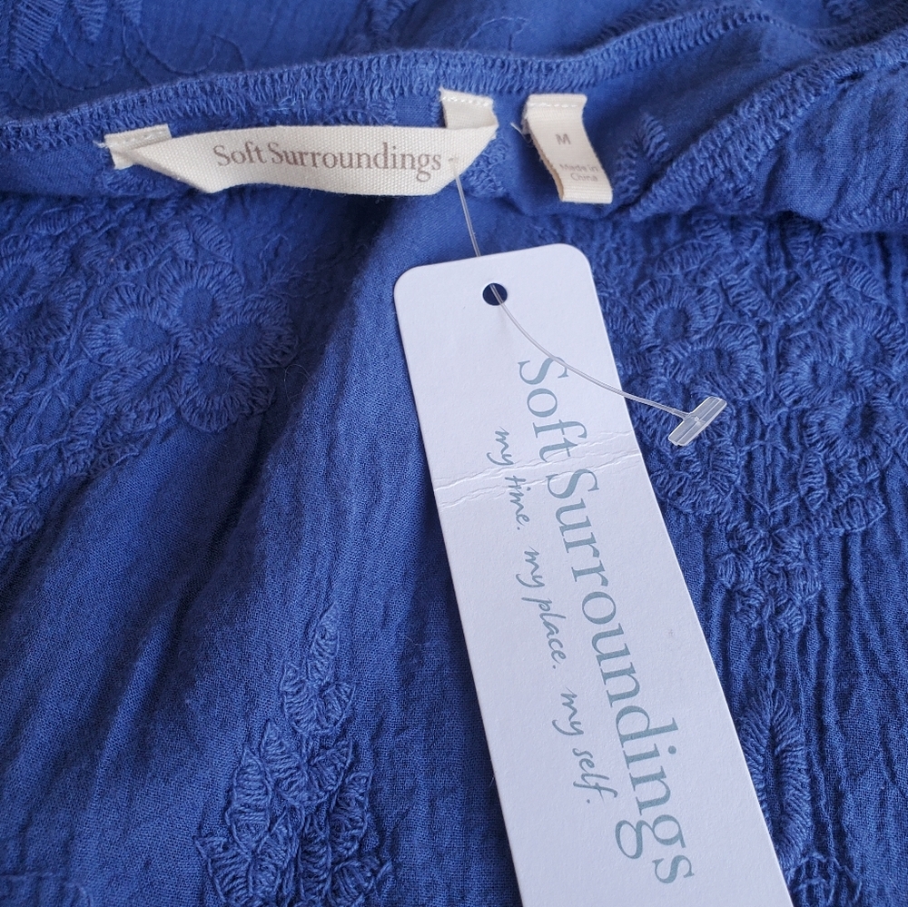 Soft Surroundings NWT Size M Mon Cherie tunic cadet blue Missy lace blouse - Picture 2 of 12